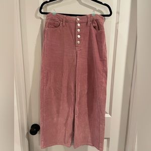 High-Waisted Pink Corduroy Pants